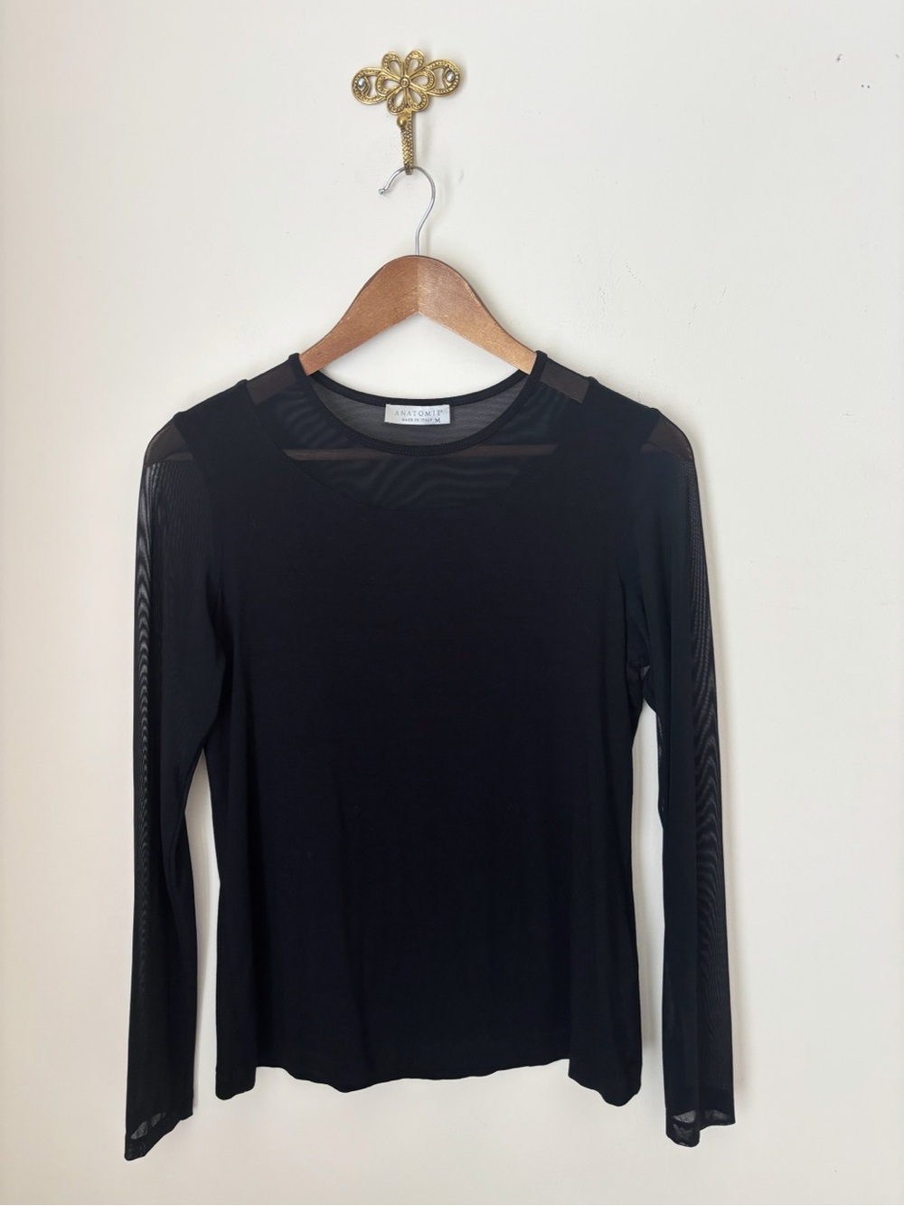 Anatomie Black Modal Kim Mesh-Sleeve Top Medium